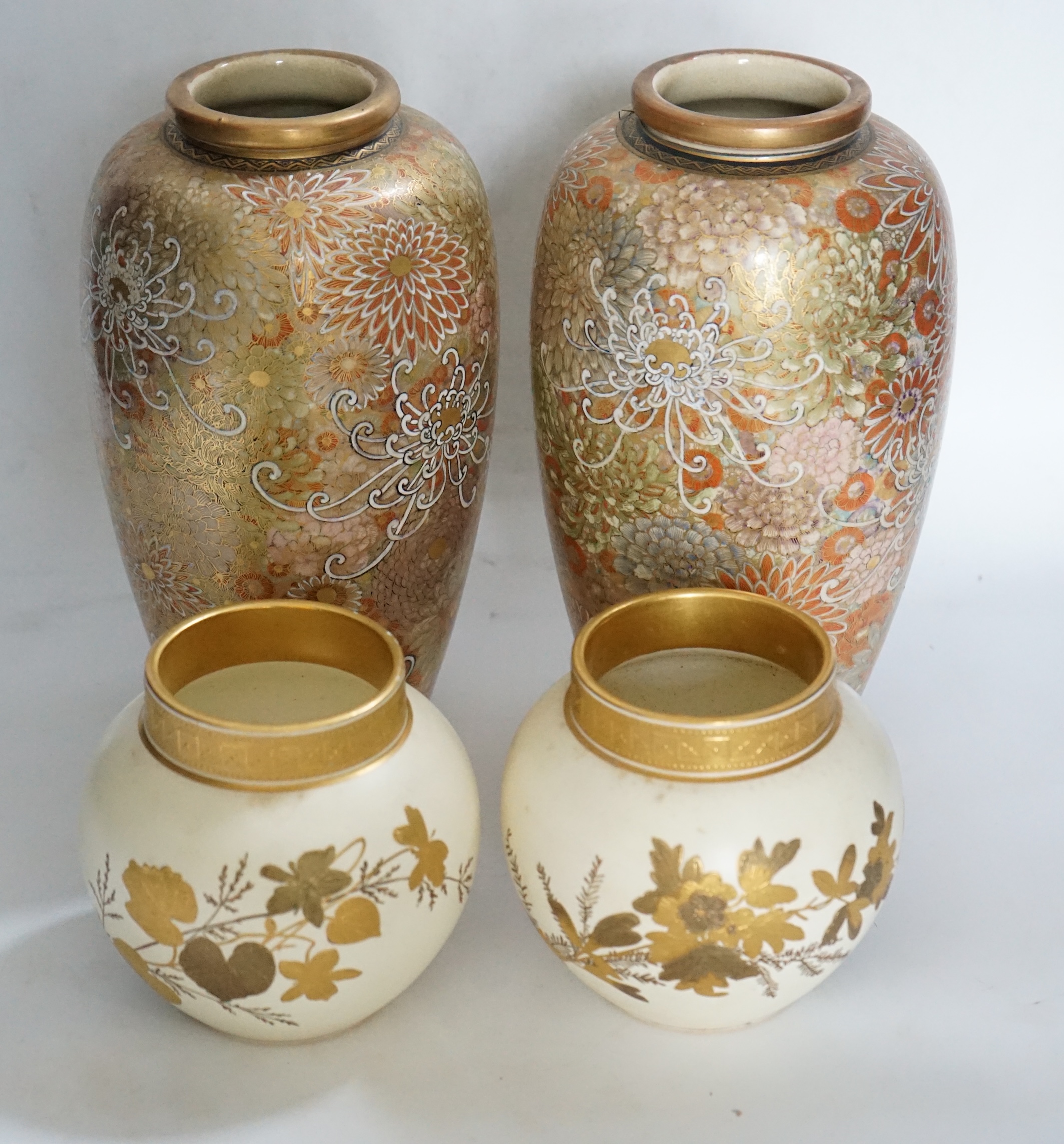 A pair of late Satsuma baluster vases